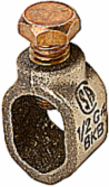 Ground Rod Clamp, 1/2 Inch Nominal Rod Diameter, Copper Alloy, UL Listed
