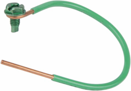 Ground Screw with Insulated Wire - 3/8 Inch x 10-32, #12 AWG, Green Coating