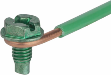 Ground Screw with Insulated Wire - 3/8 Inch x 10-32, #12 AWG, Green Coating