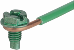 Ground Screw with Insulated Wire - 3/8 Inch x 10-32, #12 AWG, Green Coating