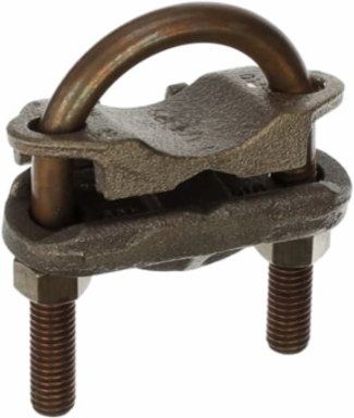 U-Bolt Copper Ground Clamp 4-2/0 AWG, Rod Size 1-3/8 to 1-1/2 Inch