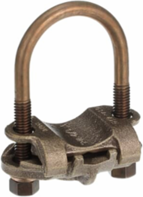 U-Bolt Copper Ground Clamp 4-2/0 Wire Range, 1-5/8 to 1-7/8 Inch Rod Size