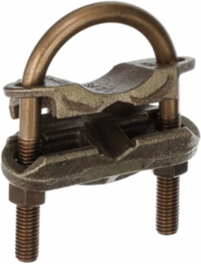 U-Bolt Copper Ground Clamp 2/0, Rod Size 1-5/8 to 1-7/8 Inch