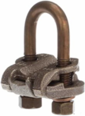 U-Bolt Ground Clamp, Copper, Wire Range 4 - 2/0, Rod Size 5/8 - 3/4 Inch