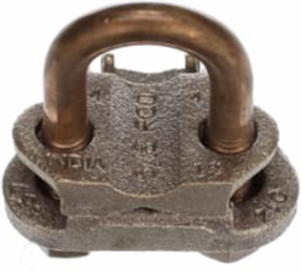 U-Bolt Ground Clamp, Copper, Wire Range 4 - 2/0, Rod Size 5/8 - 3/4 Inch