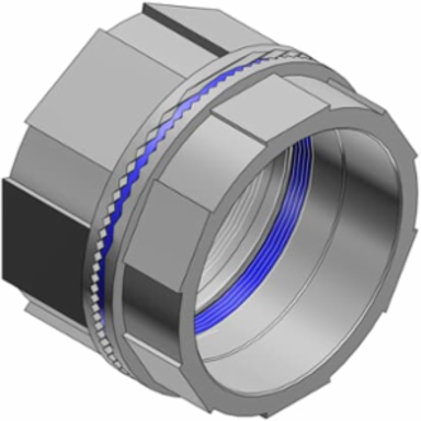 1/2 Inch Zinc Bulkhead Fitting, Thermoplastic Insulating Throat, 1-7/16 Inch OD