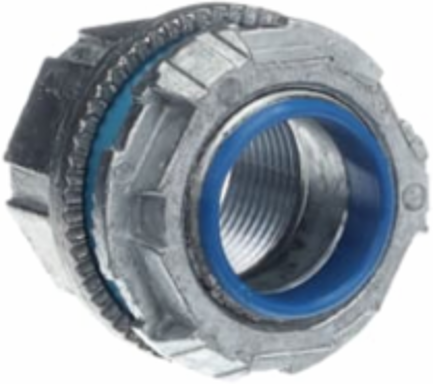1 Inch Zinc Hub Connector with Thermoplastic Insulating Throat, 105 C Temperature Rating