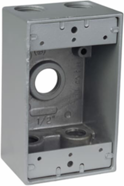 Aluminum Weatherproof Box 1/2 Inch Hub, 19 Cubic Inch, 5 Outlets