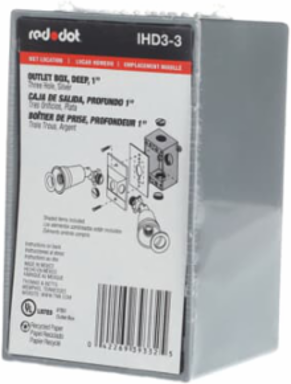 Deep Aluminum Weatherproof Device Box 23 Cubic Inches, 1 Inch Hub Size, Silver