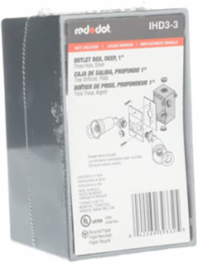 Deep Aluminum Weatherproof Device Box 23 Cubic Inches, 1 Inch Hub Size, Silver