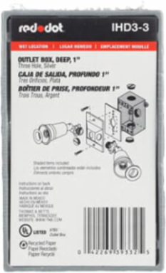 Deep Aluminum Weatherproof Device Box 23 Cubic Inches, 1 Inch Hub Size, Silver