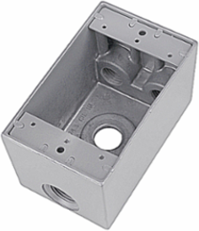 Weatherproof Box 24.8 Cubic Inches 4 Outlet Silver Aluminum