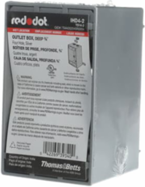 Aluminum Deep Universal Weatherproof Box 4 Hole 23.8 Cubic Inch, 3/4 Inch Hub