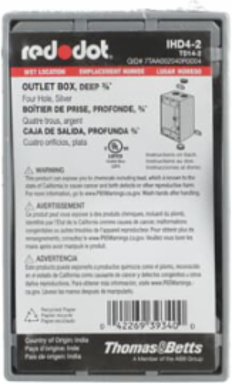 Aluminum Deep Universal Weatherproof Box 4 Hole 23.8 Cubic Inch, 3/4 Inch Hub