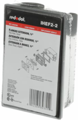 3/4 Inch 2 Hole Flanged Extension Adapter, 1-7/8 Inch Deep, Aluminum