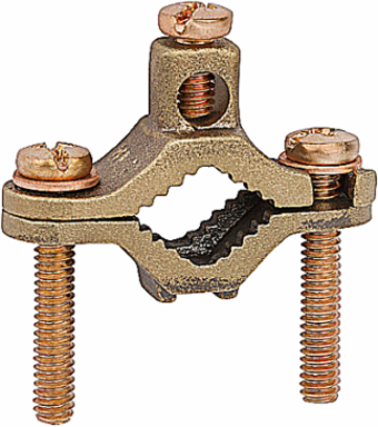 Cast Bronze Ground Clamp for Wire Range 10-2, Water Pipe Size 1/2-1 Inch