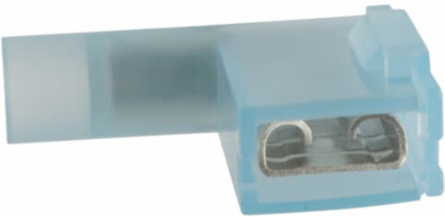 Nylon Fully Insulated Female Barrel Flag Disconnect, 16-14 AWG, Blue