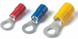 Vinyl Insulated Ring Terminal 22-16 AWG, Red, 3/8 Inch Bolt Hole, Pack of 1000