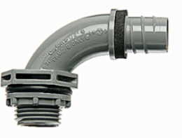 1/2 Inch Liquidtight Non-Metallic Fitting, 90 Degree, PVC, Grey