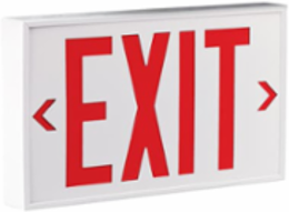 LED Exit Sign, 8-3/4 Inch x 14-1/8 Inch, Red Legend, Aluminum, 120/277/347 V AC, 6-24 V DC