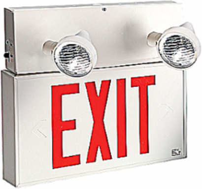 Exit Signs - Double Face Aluminum, 2 LED Lamps, 6V, 4W, Factory White
