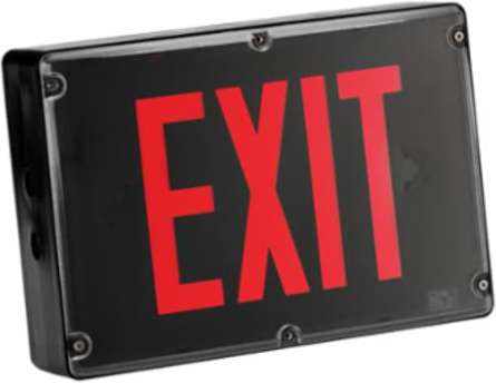NEMA 4X LED Exit Sign, 9-1/4 Inch x 14 Inch, Black Housing, 120/347V AC