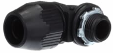 1/2 Inch 90 Degree Non-Metallic Liquidtight Bullet Connector, Thermoplastic