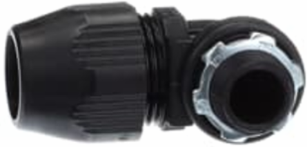 1/2 Inch 90 Degree Non-Metallic Liquidtight Bullet Connector, Thermoplastic