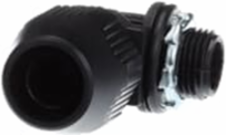 1/2 Inch 90 Degree Non-Metallic Liquidtight Bullet Connector, Thermoplastic