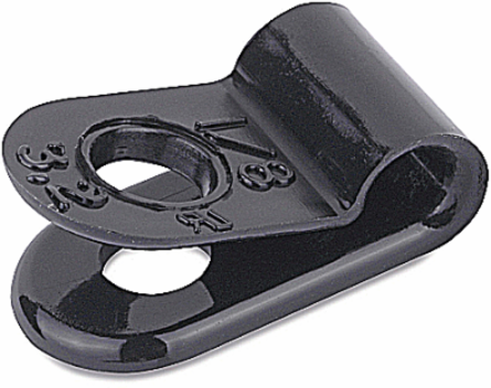 Plain Edge Cable Clamps, Black Nylon 6.6, 12.7mm Wide, 5.16mm Hole Diameter, 500 Pack