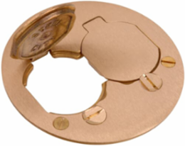 Brass Floor Box Cover Plate, 4 Inch Diameter, Duplex Lift Lid