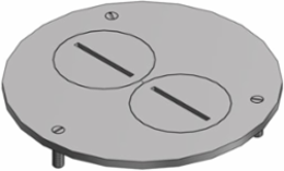 Aluminum Flush Service Floor Box Cover Plate, 4 Inch Diameter, 2 Plugs