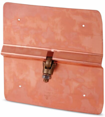 Copper Pole Ground Plate 7 Inch x 7-5/8 Inch with Eye-Bolt Connector