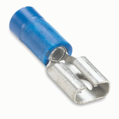 Vinyl Insulated Female Disconnect #16-14 AWG, 0.85 Inch Length, Blue, Tin Plated