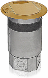 Recessed Three-Gang Poke Through, 8 Inch Cover, 6 Inch Core Drill, Brass Finish