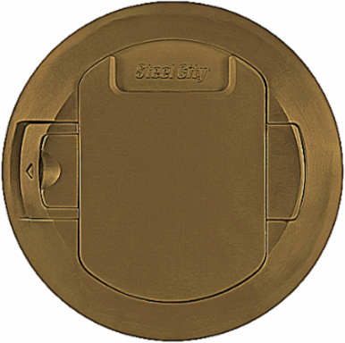 Recessed Poke-Through Cover, 8 Inch Diameter, Solid Brass, 0.375 Inch Flange