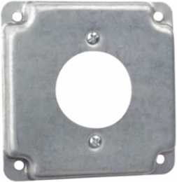 Square Outlet Box Cover, 4 Inch x 1/2 Inch Deep, Galvanized Steel, 5 in3