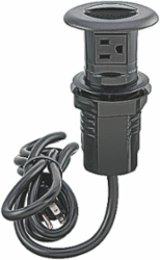 Retractable Work Surface Receptacle, 12.61x8.75x11.03 Inch, Black Polycarbonate