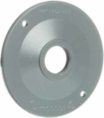 4-1/8 Inch Round Lamp Holder Cover, Aluminum, Silver, One Tapped Hole