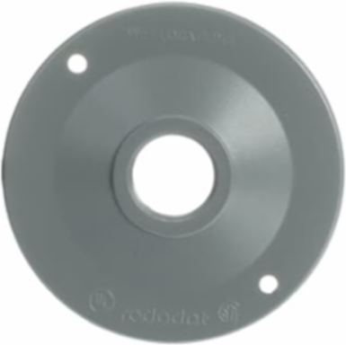 4-1/8 Inch Round Lamp Holder Cover, Aluminum, Silver, One Tapped Hole