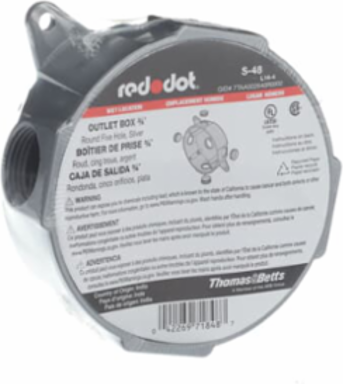Aluminum Round Outlet Box, 15.8 Cubic Inches, 3/4 Inch Hub, 5 Outlets