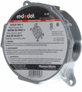 Aluminum Round Outlet Box, 15.8 Cubic Inches, 3/4 Inch Hub, 5 Outlets