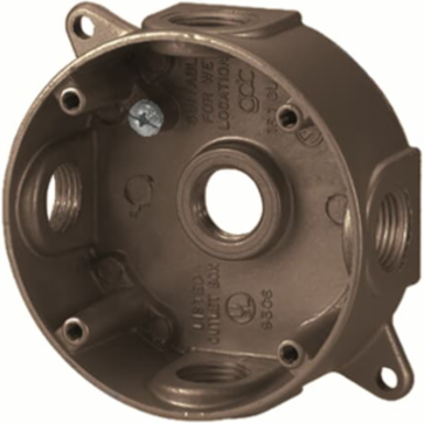 Round Outlet Box 16 Cubic Inches 4-1/8 Inch Diameter Bronze
