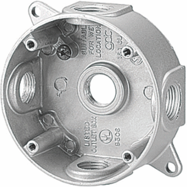 Round Outlet Box, 16.3 Cubic Inches, 4-1/8 Inch Diameter, Aluminum