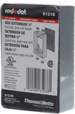 Universal Box Extension Adapter 1-3/8 Inch Deep, 4 Outlets, Aluminum Alloy