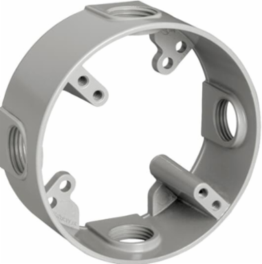 Round Box Extension 4 Hole 4-1/8 Inch Diameter Aluminum 18.3 in³ Volume
