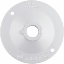 Outdoor Round Cover, 4-1/8 Inch Diameter, 1/2 Inch Hub Size, Aluminum, White