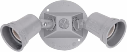 2 Lamp Round Floodlight Kit, Gray, 150 Watt, Aluminum Construction