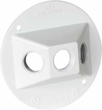 Round Aluminum Lampholder Cover 4-1/8 Inch Diameter, 1/2 Inch Hub Size, White