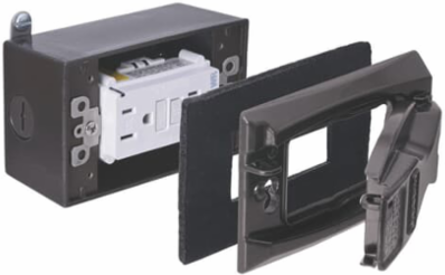 Universal GFCI Outlet Box Kit, 18 Cubic Inches, 4-3/4 Inch x 3 Inch, Bronze